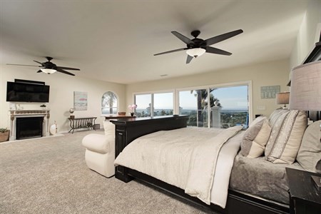 Master Bedroom with Fireplace, Ocean Views, California Dream Home